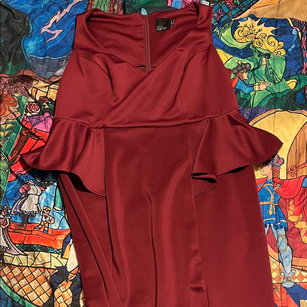 ASOS Curve 14 Wine Dress